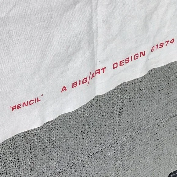 Vintage XL 1974 Screen Print Pencil Fabric Wall Art - Picture 3 of 10